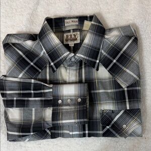 Ely Cattleman Gray and Black Plaid Shirt